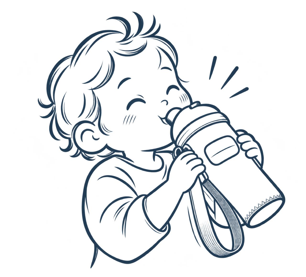 Enfant qui boit avec le Petit Baroud’O